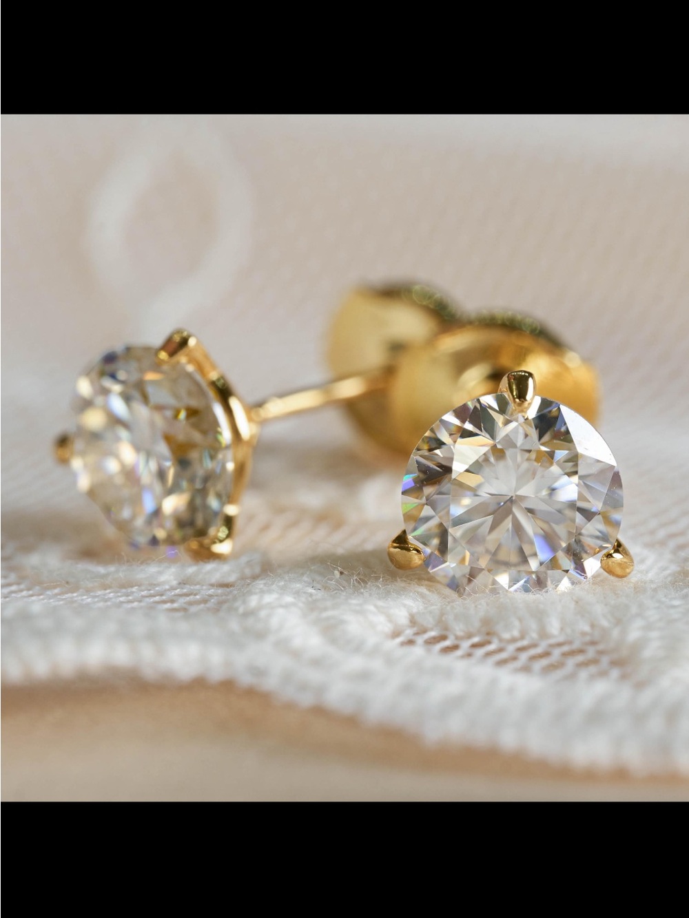 Classic 18 karat gold moissanite Earrings - Clear Crystal